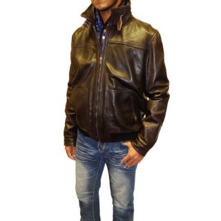 Tibor Design Mens Leather Bomber Jacket   Shopping   Big