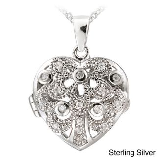 Icz Stonez Sterling Silver 1/5ct TGW Cubic Zirconia Heart Locket
