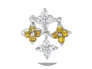 Sterling Silver Citrine Floral Pendant w/ Diamond Accent (1.275 Cttw)   Necklaces & Pendants