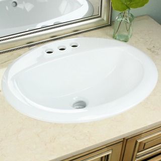 Highpoint Collection White Porcelain Vitreous China Drop in Vanity