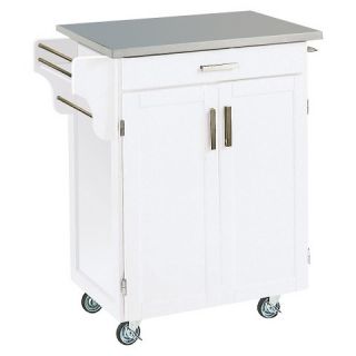 Cart with Stainless Steel Top Wood/White   Home Styles