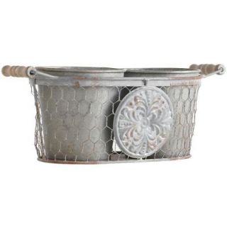 Home Decorators Collection 5.5 in. H Medallion Grey with Rust Planter 7149100270