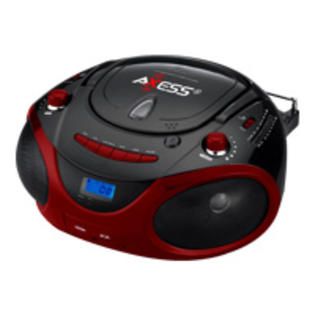 Axess  Red Portable Boombox MP3/CD Player with Text Display,with AM/FM