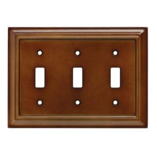 Hampton Bay Wood Architectural 3 Toggle Wall Plate   Saddle W10764 SDL CH