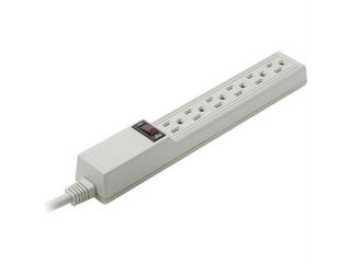 905 106 6 Outlet Surge Protected Strip White 3 Wire Nema 5 15 Grounded Outlets 150 Joules Protection