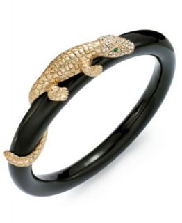 ABS by Allen Schwartz Bracelet, Gold Tone Pave Crystal Alligator Black