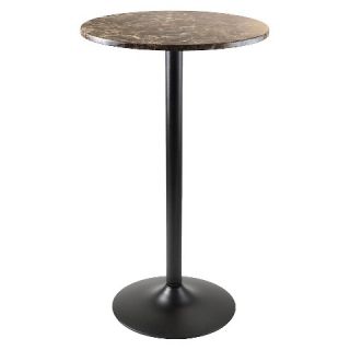 Cora Round Bar High Table Faux Marble Top Metal/Black   Winsome