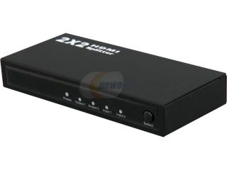 Coboc HM SPLSW 2X2 2 Ports 2 in 2 out Amplified 2x2 Matrix HDMI® Switcher & Splitter w/ 3D HDCP 1080P Support