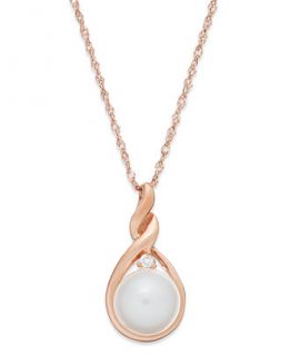 Cultured Freshwater Pearl (7mm) and Diamond Accent Twist Pendant