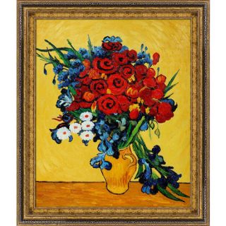 Tori Home Poppies and Iris Collage by Van Gogh Framed Original