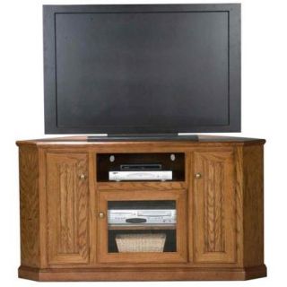 Heritage Tall Corner TV Stand w Adjustable Shelf (Medium Oak)
