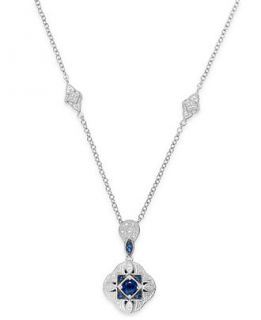 Sapphire (5/8 ct. t.w.) and Diamond Accent Clover Pendant Necklace in