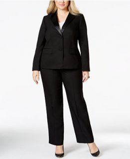 Le Suit Plus Size Satin Trim Crepe Pantsuit   Wear to Work   Women