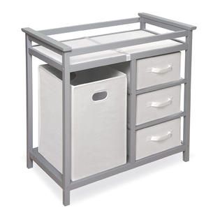 Badger Basket Modern Changing Table with 3 White Baskets and Hamper