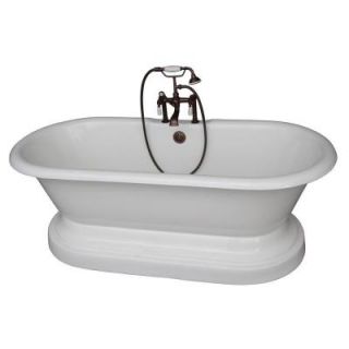 Barclay Products 5.6 ft. Cast Iron Double Roll Top Tub in White with Oil Rubbed Bronze Accessories TKCTDRHB ORB1