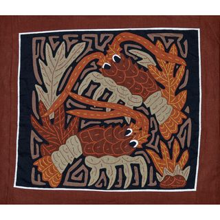 Lobster Pair Mola Textile Art (Panama)