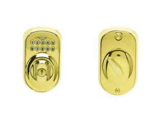 Keypad Deadbolt Plymouth Adj Bs Sc1 Brass Schlage Lock Doorknobs