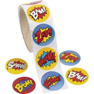 Superhero 1.5&#34; Sticker Favors (100 Count)   Party Supplies