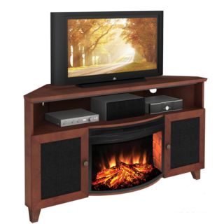 Furnitech Shaker 60 inch Dark Cherry TV Console and Electric Fireplace