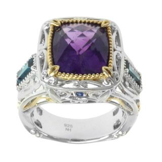 Michael Valitutti Two tone Amethyst, London Blue Topaz and Blue