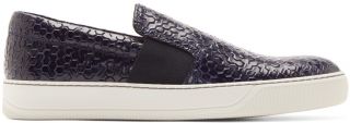 Lanvin: Navy Labyrinth Slip On Sneakers