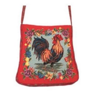 123 Creations C556PS Rooster petit point purse