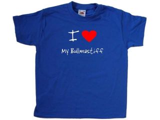 I Love Heart My Bullmastiff Royal Blue Kids T Shirt