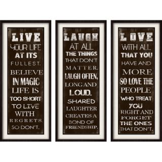 PTM Images Live Love and Laugh 3 Piece Framed Textual Art Set