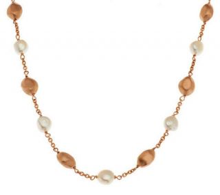 Honora Cultured Pearl 18 7.0mm Baroque Bronze Nugget Station Necklace —