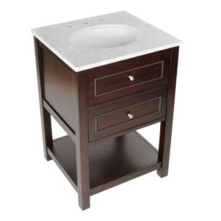 Pegasus Mdsn 24 in. Marble Single Basin Vanity Top in White with Beige Basin F10AE00211A
