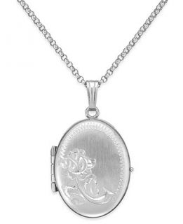 Embossed Four Picture Oval Locket in Sterling Silver   Necklaces