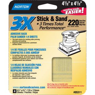 Norton 4 Pack W x L 220 Grit Commercial Sandpaper Sheets