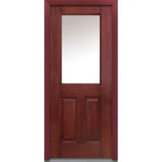 Milliken Millwork 32 in. x 80 in. Classic Clear Glass 1/2 Lite 2 Panel Finished Mahogany Fiberglass Prehung Front Door Z000126L