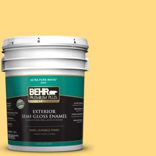 BEHR Premium Plus 5 gal. #P290 4 Spirited Yellow Semi Gloss Enamel Exterior Paint 540005