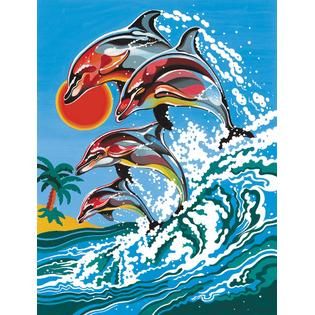 Medium Paint By Number Kits 9X12 Dolphins   Home   Crafts & Hobbies