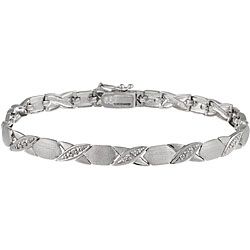 DB Designs Sterling Silver X and O Diamond Accent Bracelet  