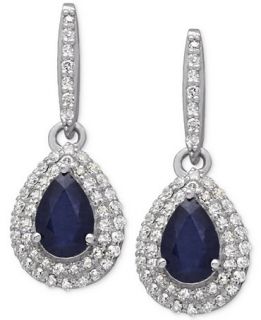 Sapphire (1 ct. t.w.) and Diamond (1/3 ct. t.w.) Drop Earrings in 14k