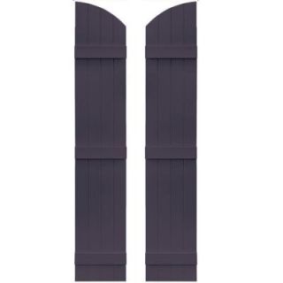 Builders Edge 14 in. x 73 in. Board N Batten Shutters Pair, 4 Boards Joined with Arch Top #285 Plum 090140073285
