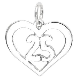 EZ Charms Sterling Silver 25 Year and Heart Charm