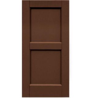 Winworks Wood Composite 15 in. x 32 in. Contemporary Flat Panel Shutters Pair #635 Federal Brown 61532635