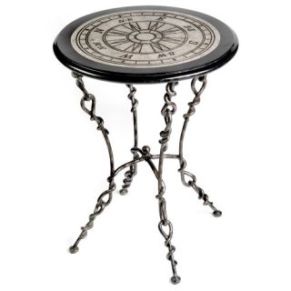 Round Accent Table In Acid Etched Compass Rose Patterned Top by Stein