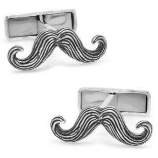 OBS MUST I Moustache You A Question Sterling Cufflinks