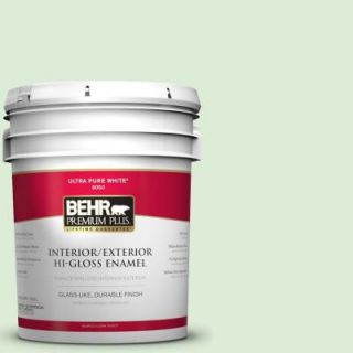 BEHR Premium Plus 5 gal. #M390 2 Misty Meadow Hi Gloss Enamel Interior/Exterior Paint 805005