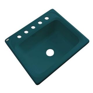 Thermocast Wellington Drop in Acrylic 25x22x9 in. 5 Hole Single Bowl Kitchen Sink in Teal 28541