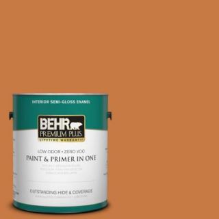BEHR Premium Plus 1 gal. #M230 7 Rumba Orange Semi Gloss Enamel Interior Paint 330001