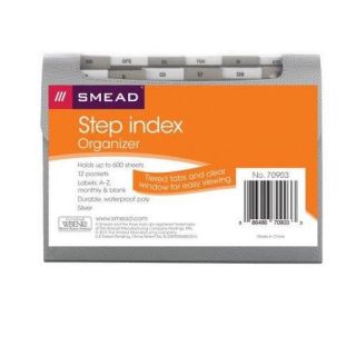Smead 70903 Silver Step Index Poly Organizer   Letter   8.50" X 11"   12 Pockets   Polypropylene   Silver