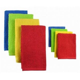 Design Imports Cos31271 Primary Terry Bar Mop Dishtowels & Dishcloths   Set Of 8   Includes Dishtowel Set Of 4 And