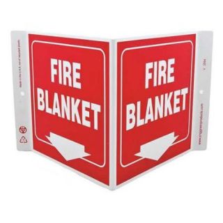 ZING 2554 Fire Blanket Sign, 7 x 12In, WHT/R, ENG