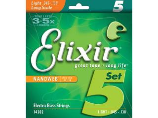 Elixir 5 String Nanoweb Bass Strings   Light