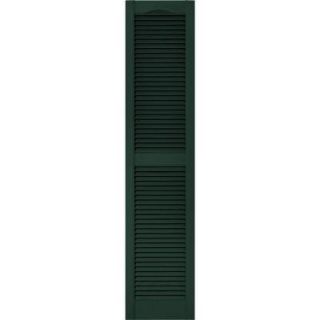 Builders Edge 15 in. x 67 in. Louvered Vinyl Exterior Shutters Pair in #122 Midnight Green 010140067122